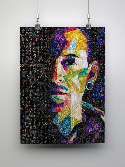 Vibrant Chester Bennington Mosaic Art - Linkin Park Tribute Wall Decor