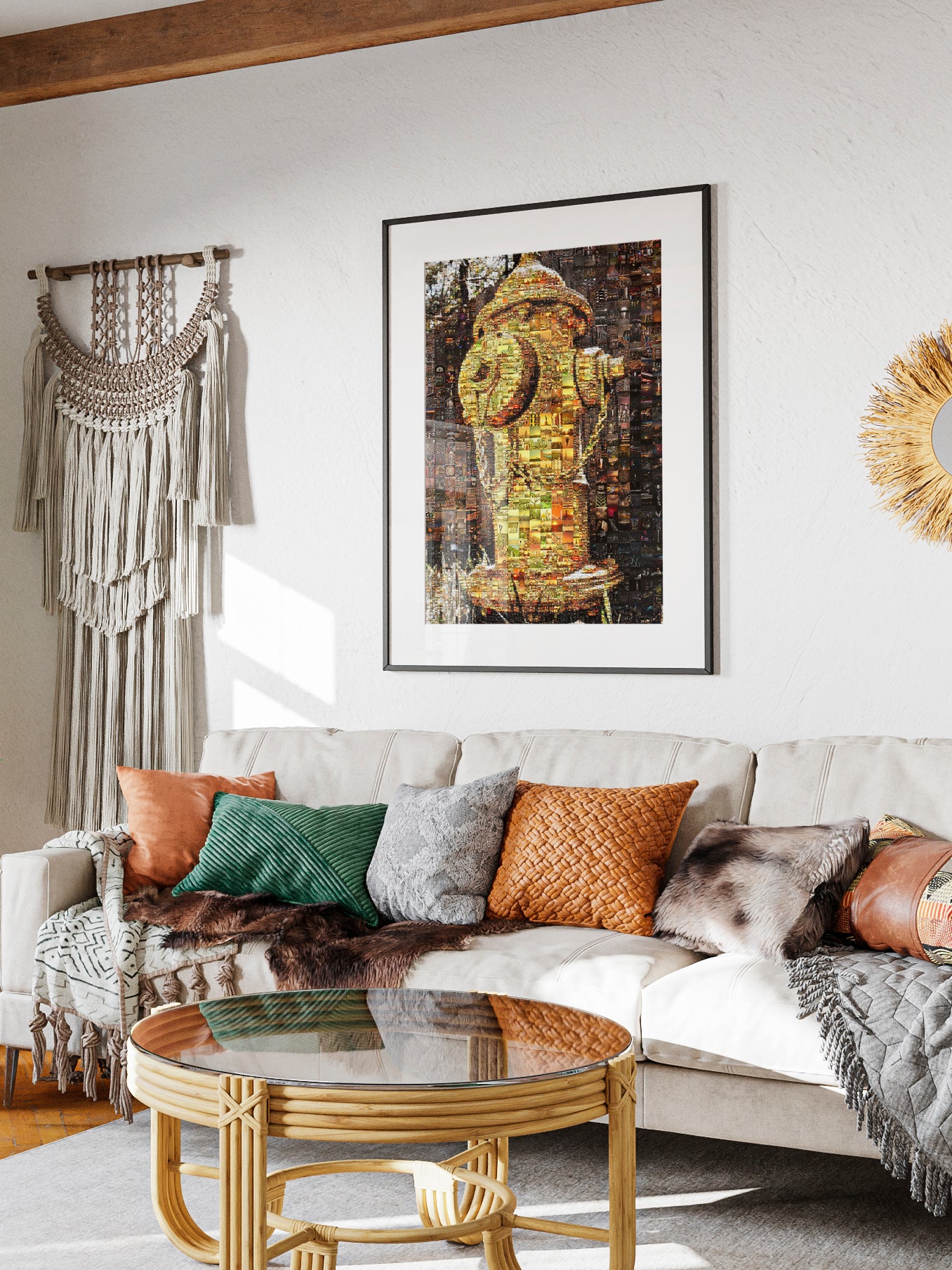 Vibrant Mosaic Art of a Fire Hydrant - Unique Home Decor Piece for Art Lovers AtelierMosaics