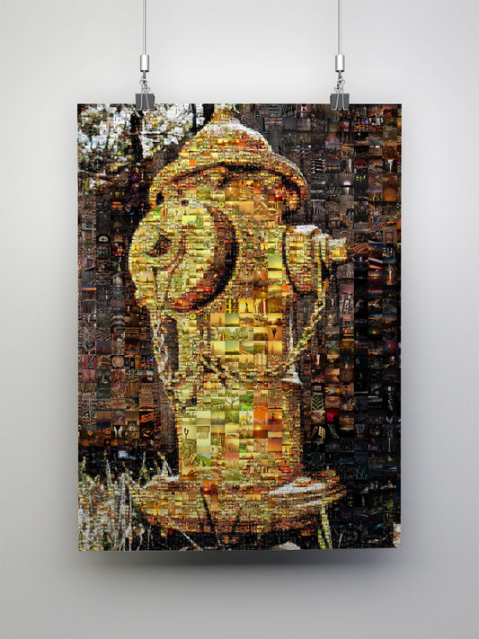 Vibrant Mosaic Art of a Fire Hydrant - Unique Home Decor Piece for Art Lovers