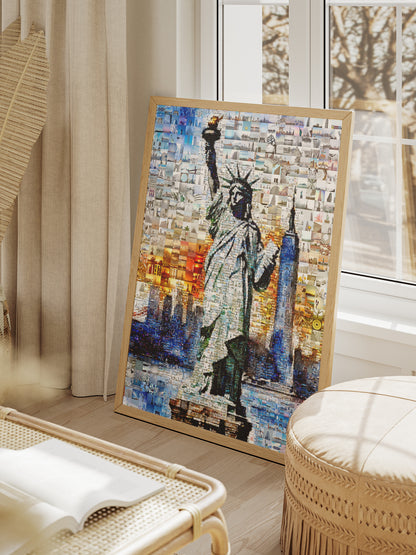 Stunning Liberty Mosaic Artwork - Iconic NYC Landmark in a Unique Collage Design AtelierMosaics
