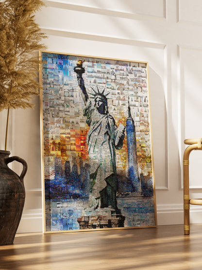 Stunning Liberty Mosaic Artwork - Iconic NYC Landmark in a Unique Collage Design AtelierMosaics