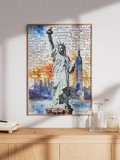 Stunning Liberty Mosaic Artwork - Iconic NYC Landmark in a Unique Collage Design AtelierMosaics