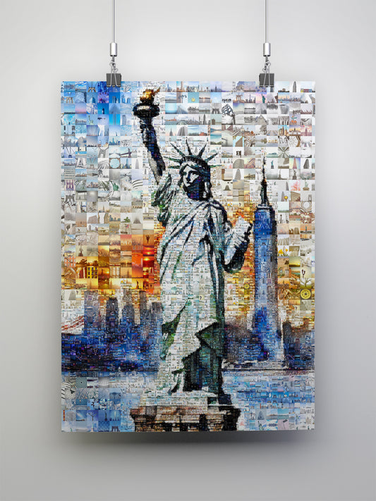 Stunning Liberty Mosaic Artwork - Iconic NYC Landmark in a Unique Collage Design