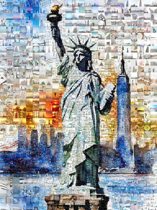 Stunning Liberty Mosaic Artwork - Iconic NYC Landmark in a Unique Collage Design AtelierMosaics