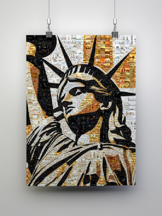 Statue of Liberty Mosaic Art: Unique Wall Decor for Home & Office | Stunning Collectible Art Piece