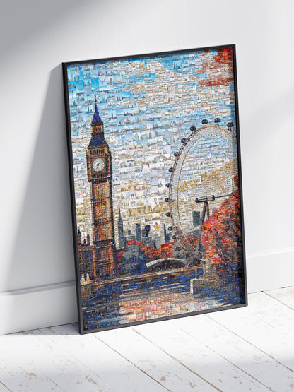 Stunning London Mosaic Artwork - Big Ben & London Eye Collage for Home Decor AtelierMosaics