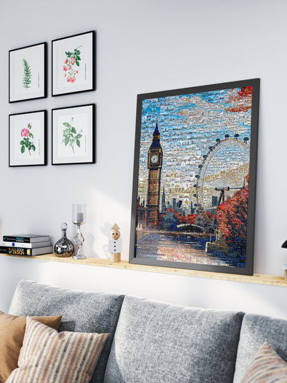 Stunning London Mosaic Artwork - Big Ben & London Eye Collage for Home Decor AtelierMosaics