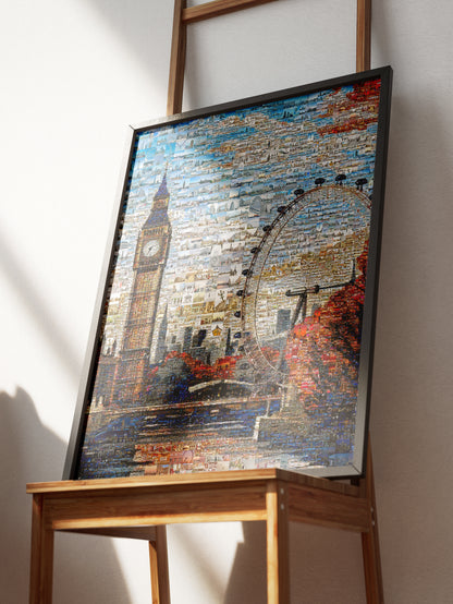Stunning London Mosaic Artwork - Big Ben & London Eye Collage for Home Decor AtelierMosaics