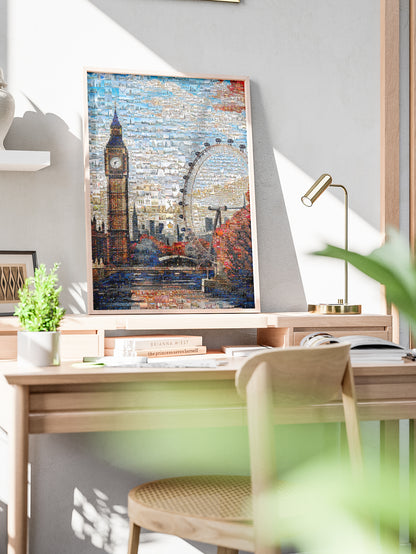 Stunning London Mosaic Artwork - Big Ben & London Eye Collage for Home Decor AtelierMosaics