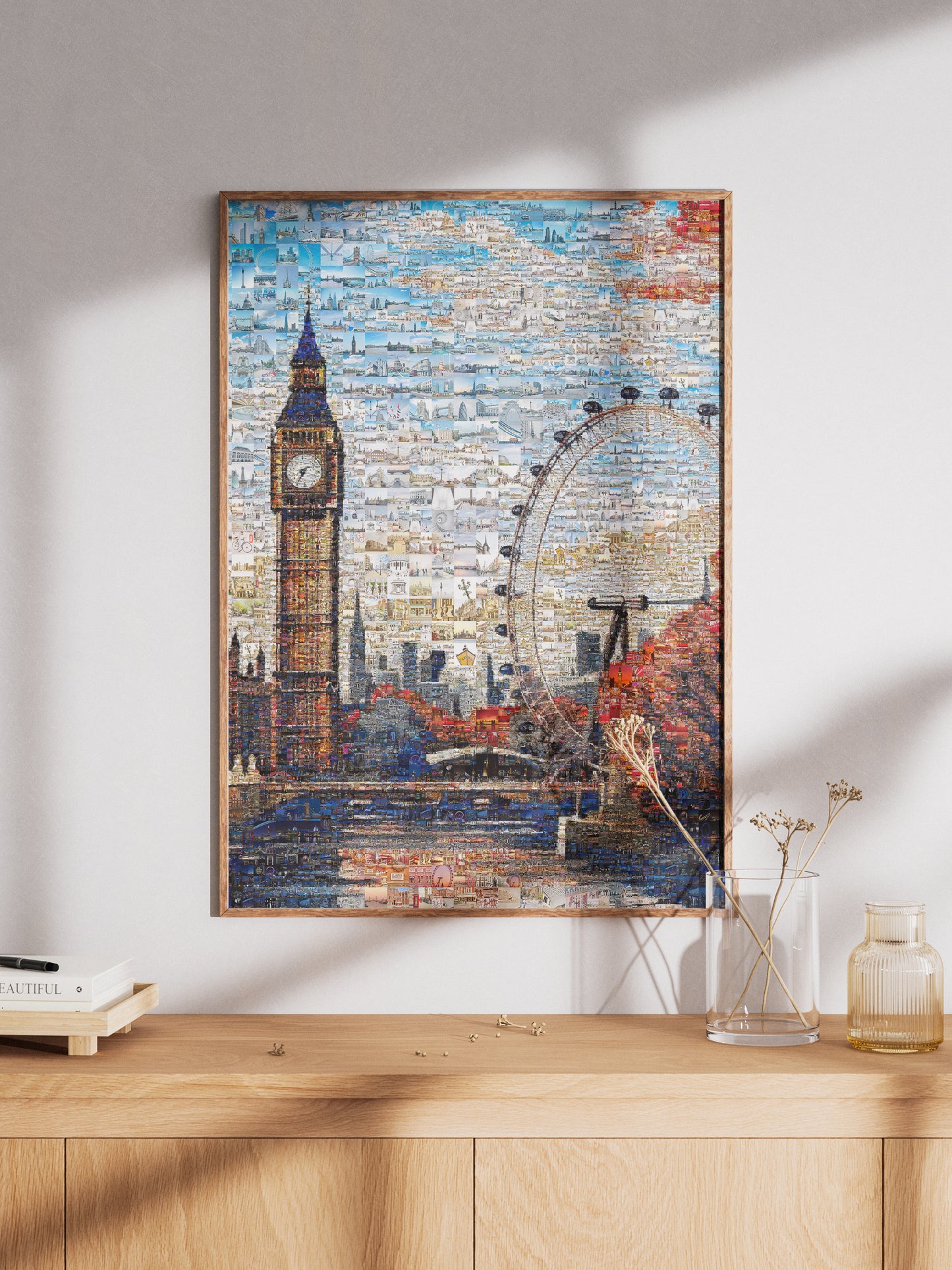 Stunning London Mosaic Artwork - Big Ben & London Eye Collage for Home Decor AtelierMosaics