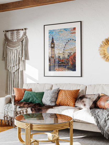 Stunning London Mosaic Artwork - Big Ben & London Eye Collage for Home Decor AtelierMosaics