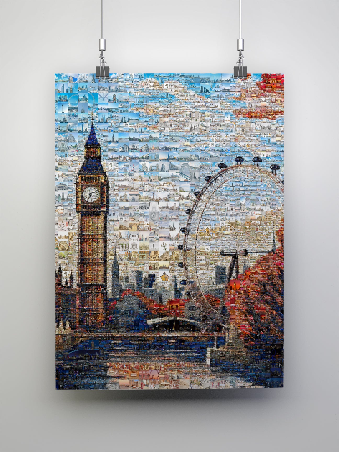 Stunning London Mosaic Artwork - Big Ben & London Eye Collage for Home Decor AtelierMosaics