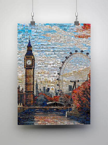 Stunning London Mosaic Artwork - Big Ben & London Eye Collage for Home Decor AtelierMosaics