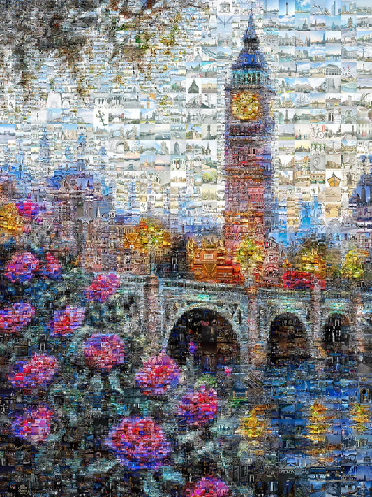 Stunning London Mosaic Artwork Featuring Iconic Landmarks & Vibrant Floral Elements AtelierMosaics