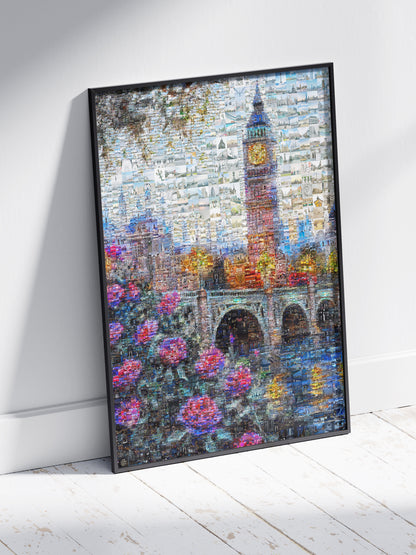 Stunning London Mosaic Artwork Featuring Iconic Landmarks & Vibrant Floral Elements AtelierMosaics