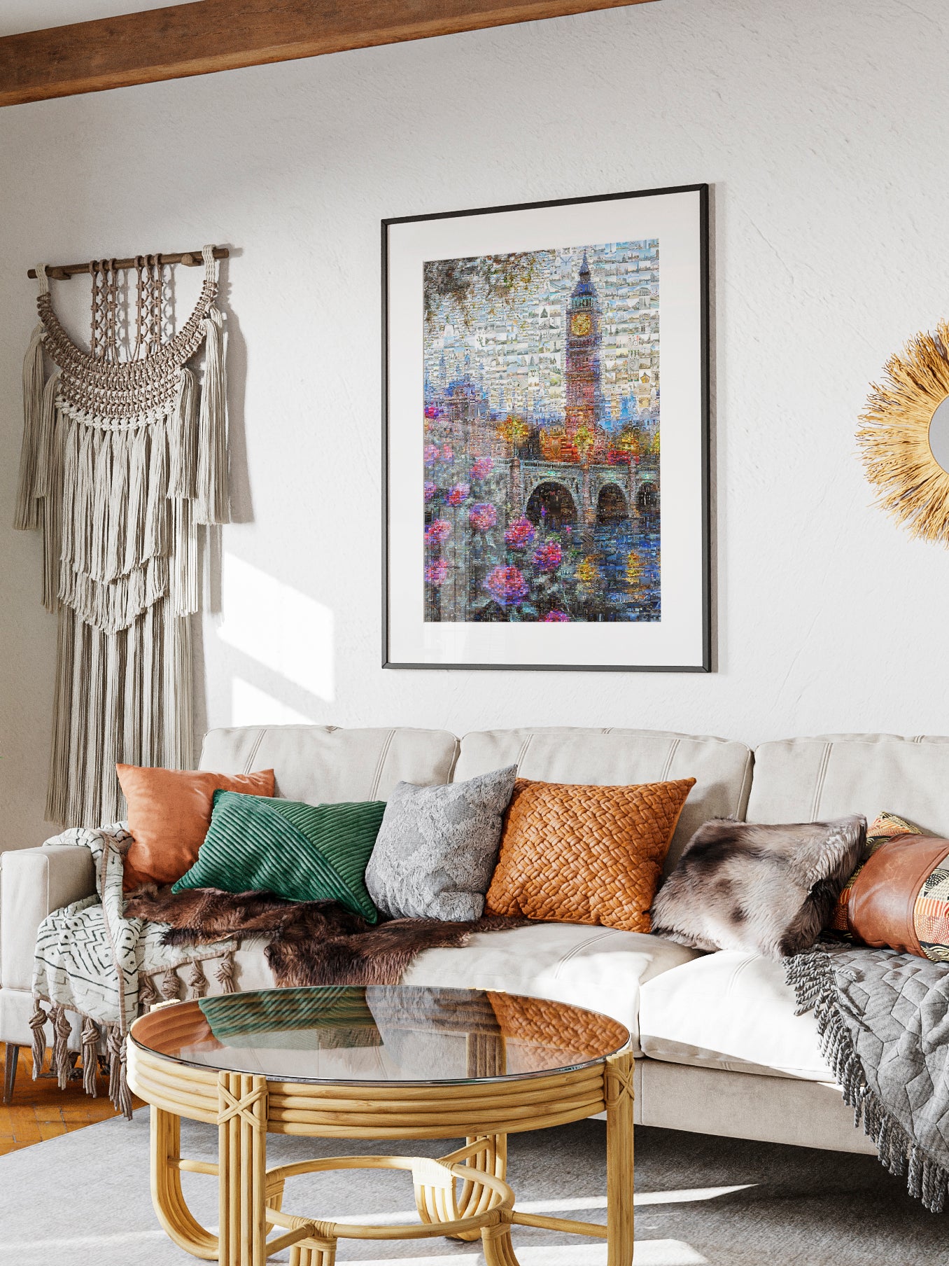 Stunning London Mosaic Artwork Featuring Iconic Landmarks & Vibrant Floral Elements AtelierMosaics