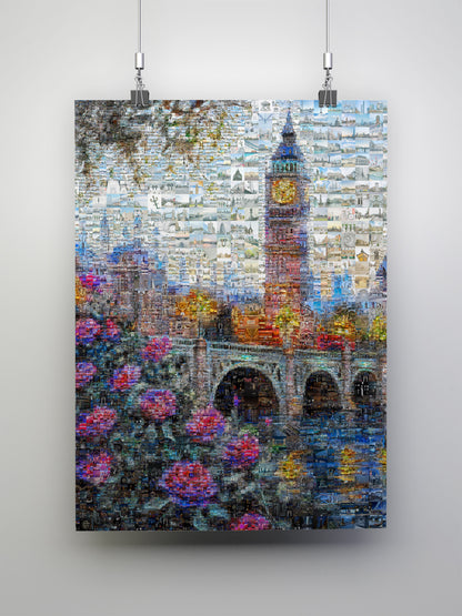 Stunning London Mosaic Artwork Featuring Iconic Landmarks & Vibrant Floral Elements AtelierMosaics