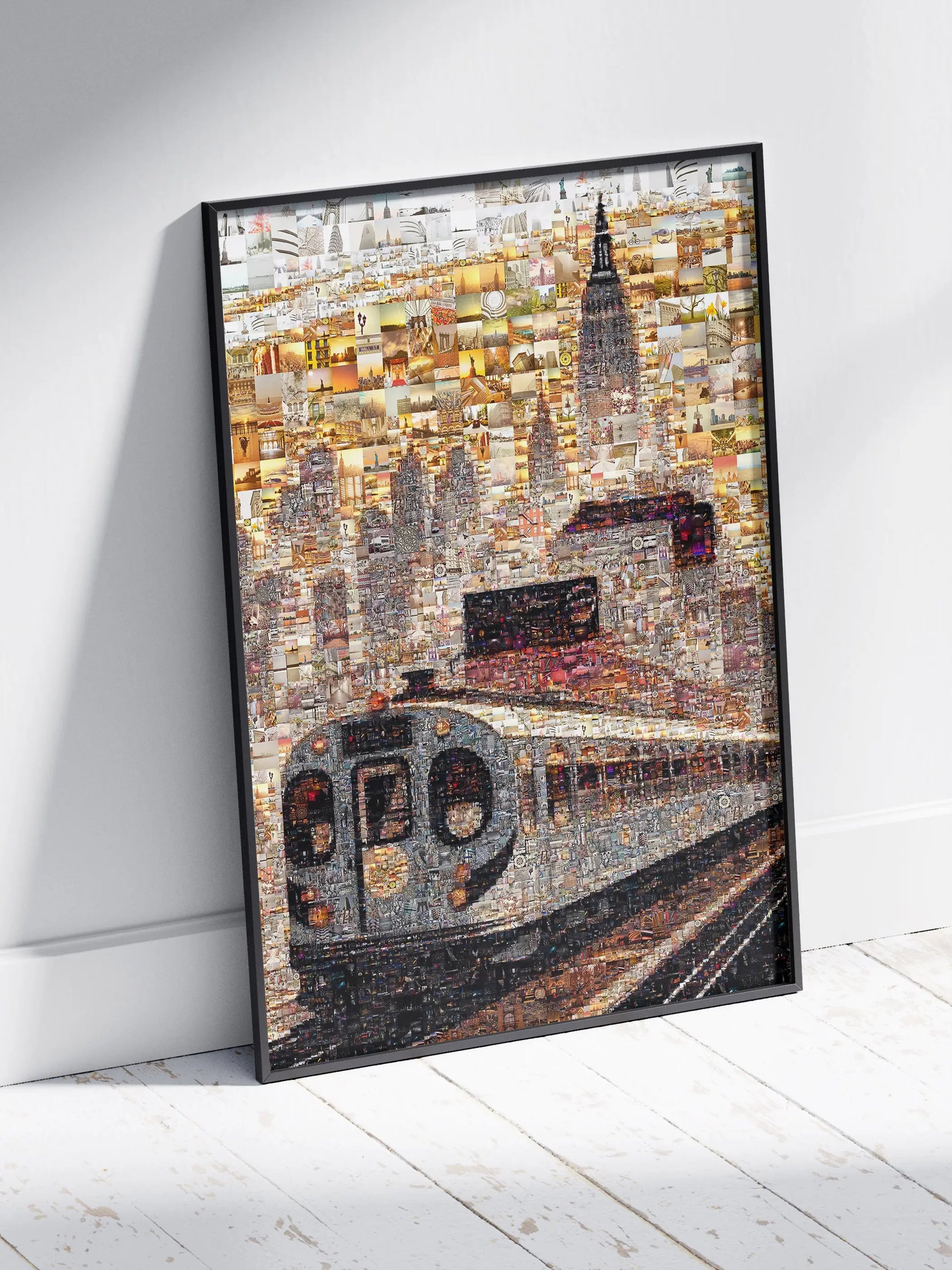 Stunning NYC Mosaic Art: Train and Skyline Collage for Home Decor AtelierMosaics
