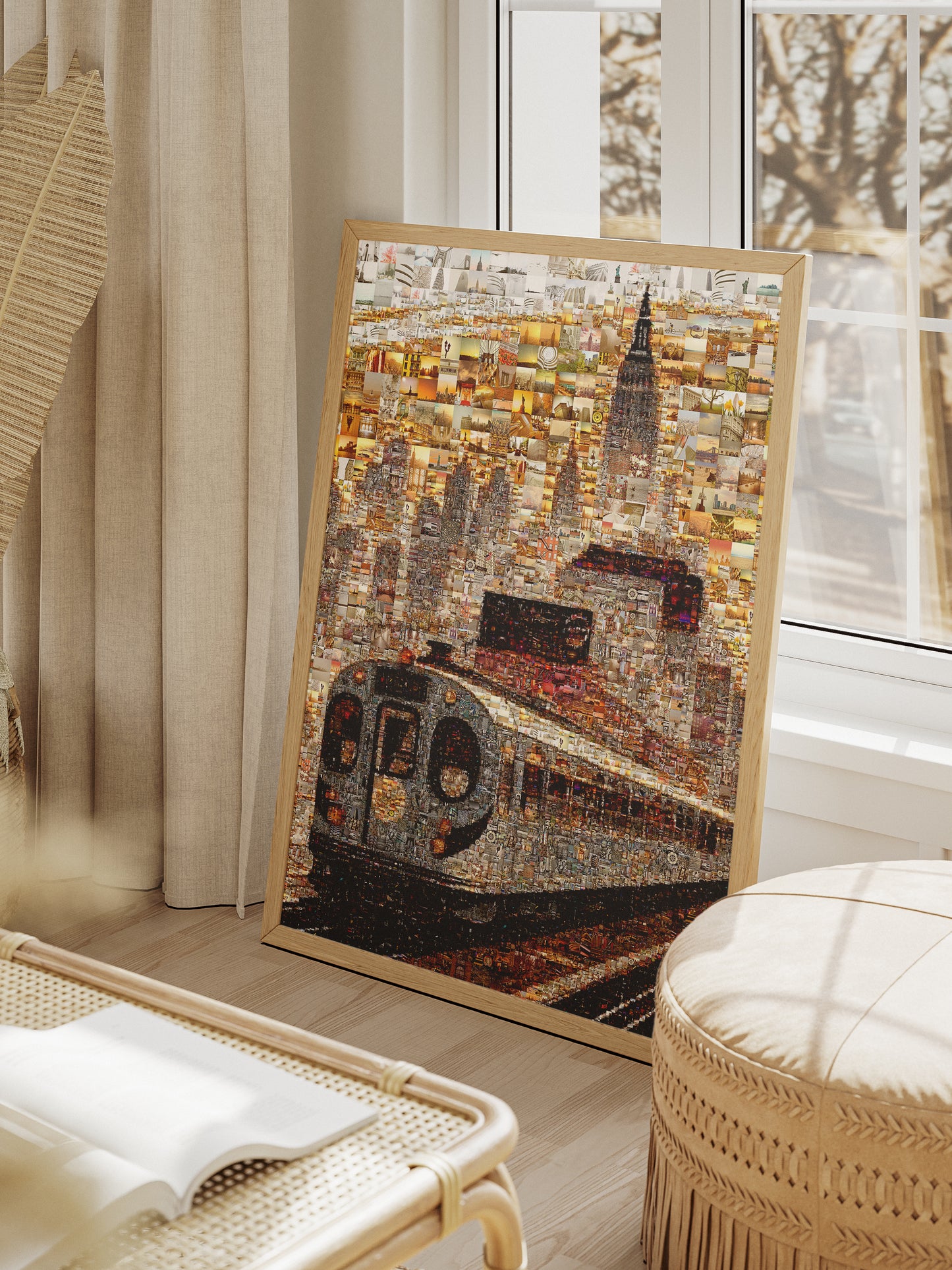 Stunning NYC Mosaic Art: Train and Skyline Collage for Home Decor AtelierMosaics