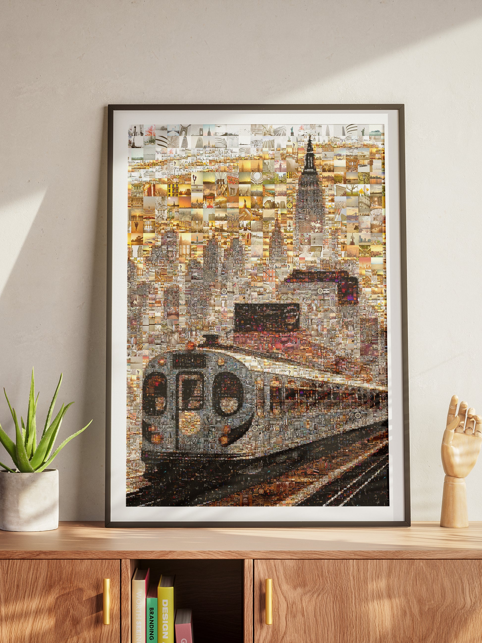 Stunning NYC Mosaic Art: Train and Skyline Collage for Home Decor AtelierMosaics