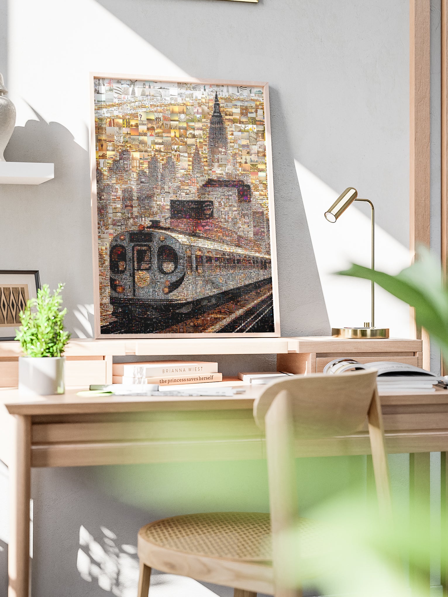 Stunning NYC Mosaic Art: Train and Skyline Collage for Home Decor AtelierMosaics