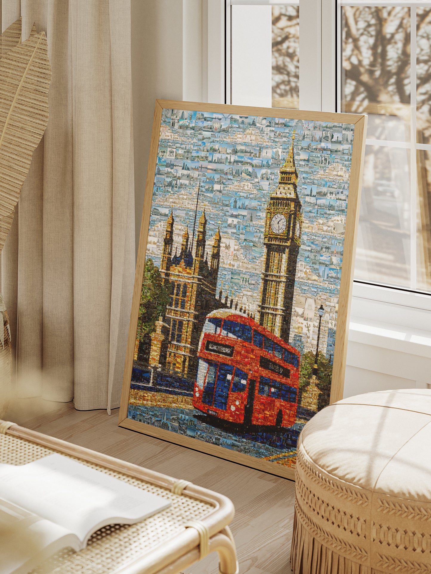 London Mosaic Artwork: Iconic Red Bus & Big Ben - Stunning Cityscape Wall Art AtelierMosaics