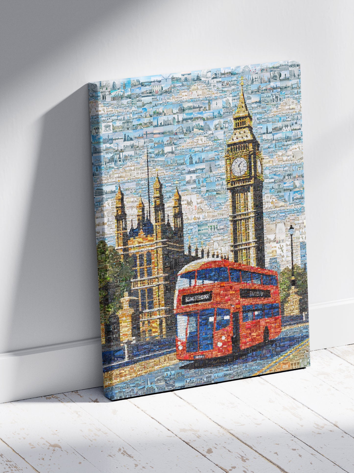 London Mosaic Artwork: Iconic Red Bus & Big Ben - Stunning Cityscape Wall Art AtelierMosaics