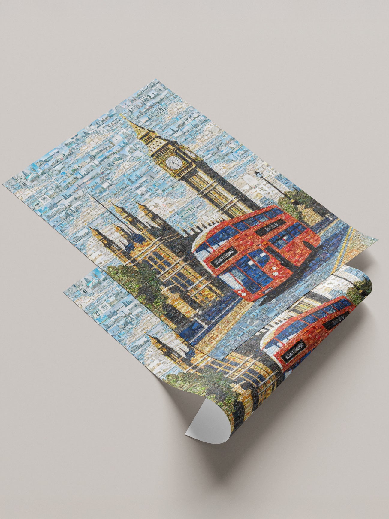 London Mosaic Artwork: Iconic Red Bus & Big Ben - Stunning Cityscape Wall Art AtelierMosaics