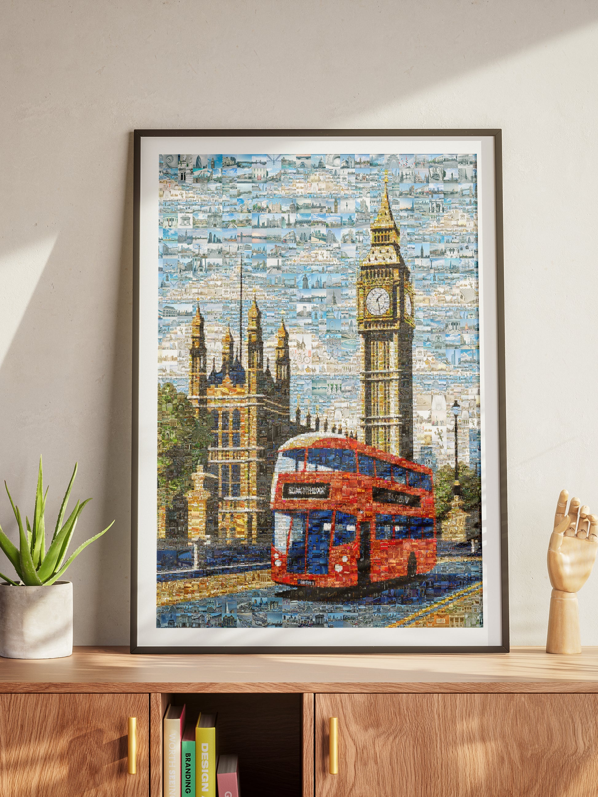 London Mosaic Artwork: Iconic Red Bus & Big Ben - Stunning Cityscape Wall Art AtelierMosaics