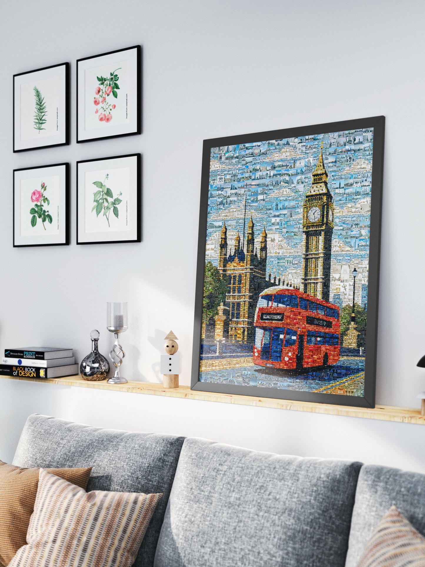 London Mosaic Artwork: Iconic Red Bus & Big Ben - Stunning Cityscape Wall Art AtelierMosaics