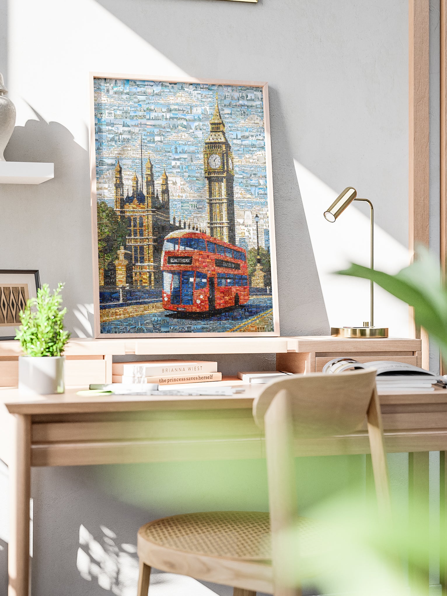 London Mosaic Artwork: Iconic Red Bus & Big Ben - Stunning Cityscape Wall Art AtelierMosaics
