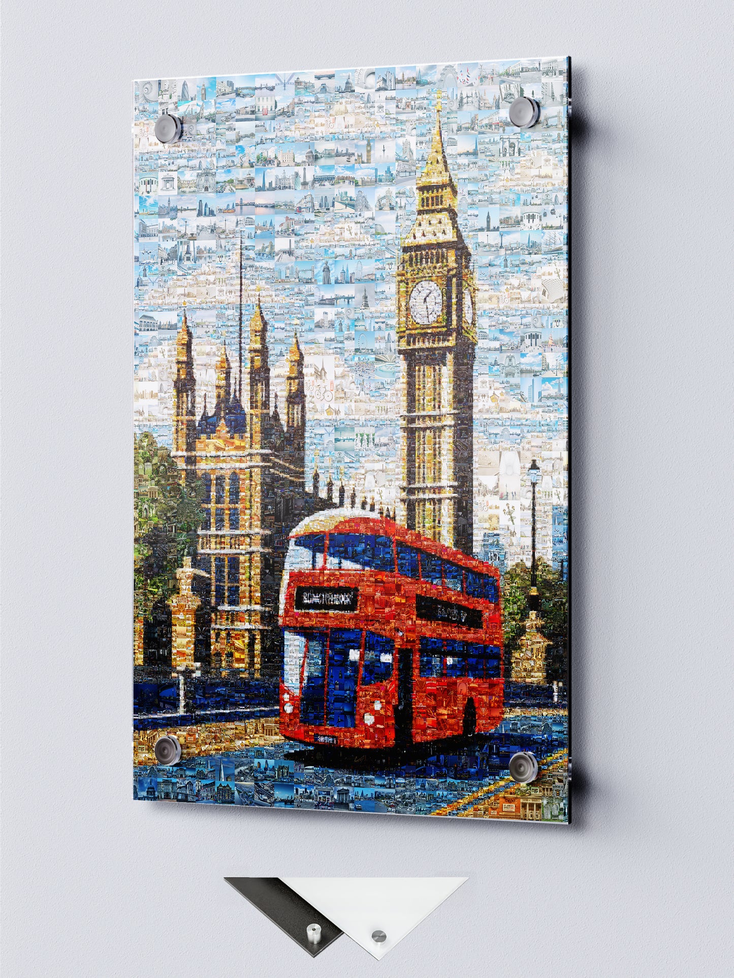 London Mosaic Artwork: Iconic Red Bus & Big Ben - Stunning Cityscape Wall Art AtelierMosaics