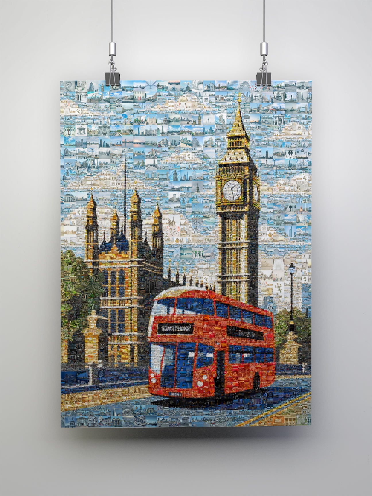 London Mosaic Artwork: Iconic Red Bus & Big Ben - Stunning Cityscape Wall Art AtelierMosaics