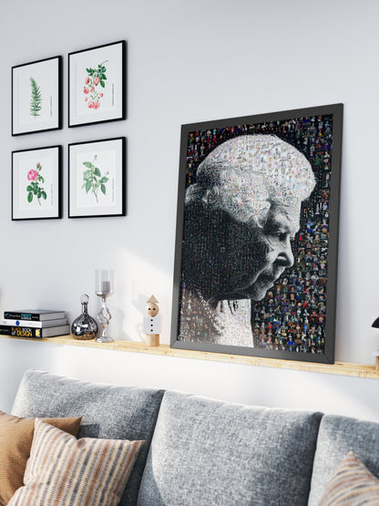 Elegant Elizabeth II Mosaic Artwork - Tribute to the Queen of the UK | Royal Wall Art