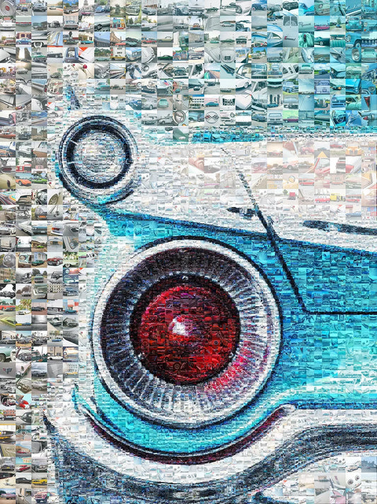Vibrant Mosaic Artwork Featuring Classic Cars - Unique Wall Art for Car Enthusiasts AtelierMosaics