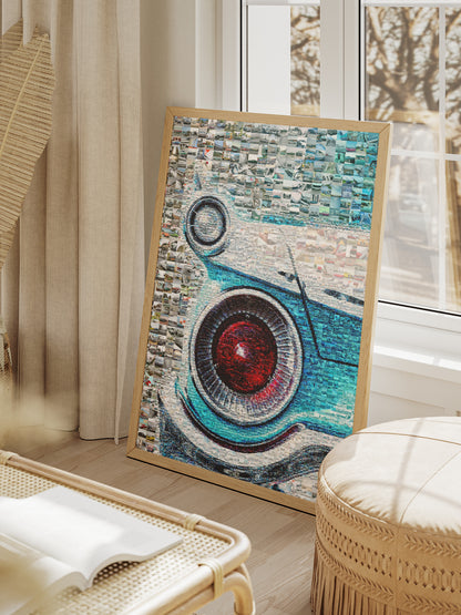 Vibrant Mosaic Artwork Featuring Classic Cars - Unique Wall Art for Car Enthusiasts AtelierMosaics