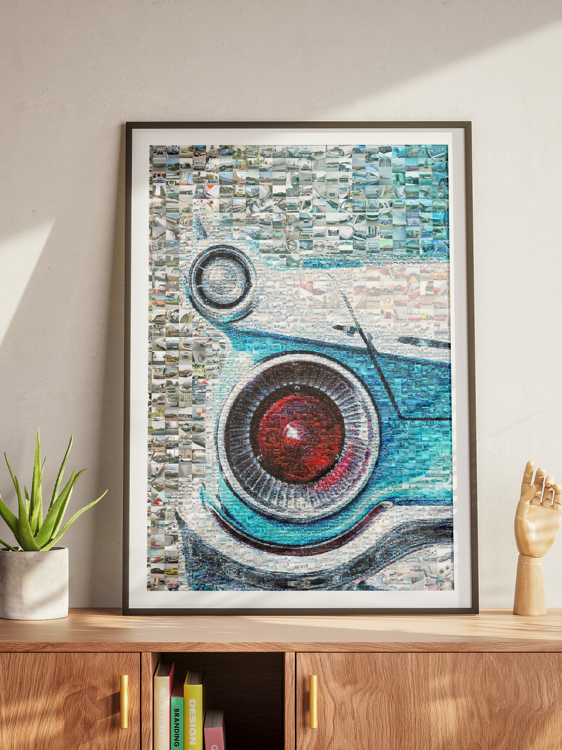 Vibrant Mosaic Artwork Featuring Classic Cars - Unique Wall Art for Car Enthusiasts AtelierMosaics