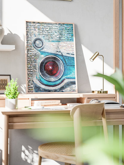 Vibrant Mosaic Artwork Featuring Classic Cars - Unique Wall Art for Car Enthusiasts AtelierMosaics