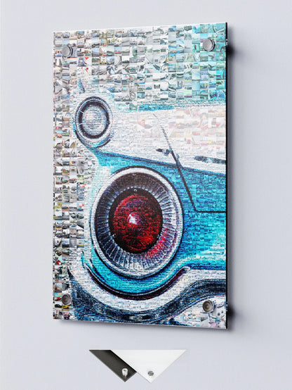 Vibrant Mosaic Artwork Featuring Classic Cars - Unique Wall Art for Car Enthusiasts AtelierMosaics