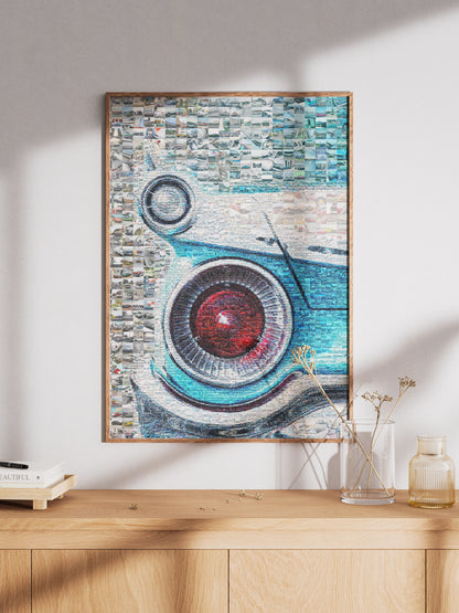 Vibrant Mosaic Artwork Featuring Classic Cars - Unique Wall Art for Car Enthusiasts AtelierMosaics