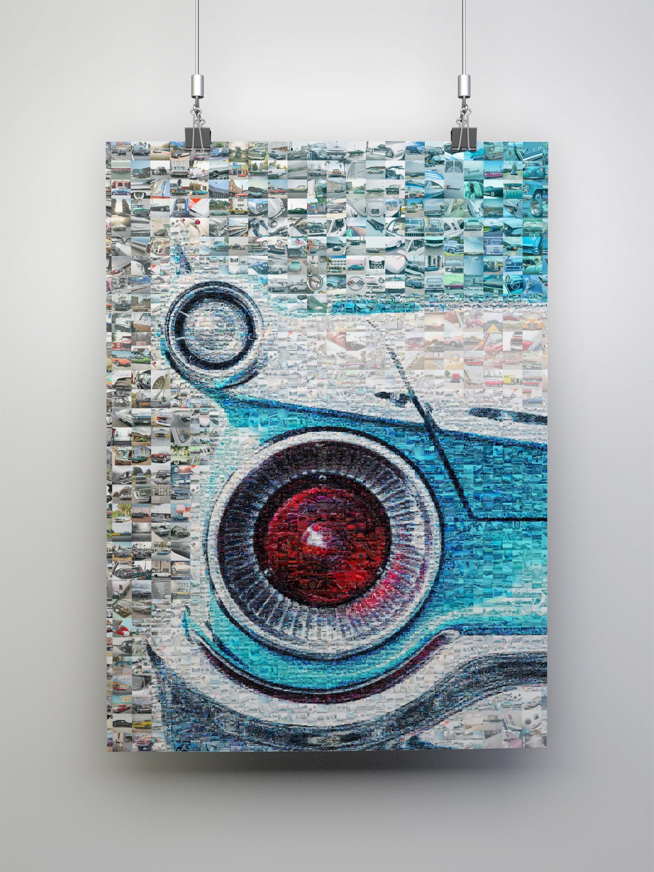 Vibrant Mosaic Artwork Featuring Classic Cars - Unique Wall Art for Car Enthusiasts AtelierMosaics
