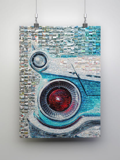 Vibrant Mosaic Artwork Featuring Classic Cars - Unique Wall Art for Car Enthusiasts AtelierMosaics