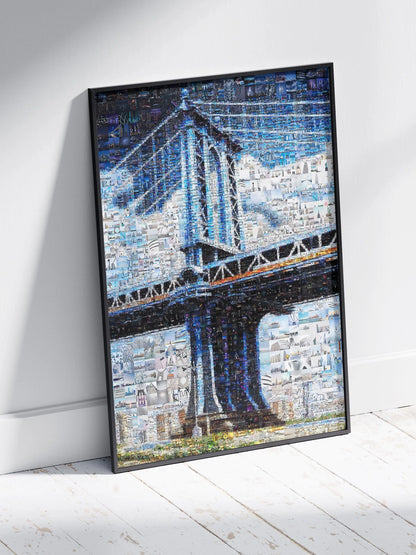 Stunning Blue Mosaic Artwork of Iconic Bridge - Unique Wall Art for Home or Office Decor AtelierMosaics