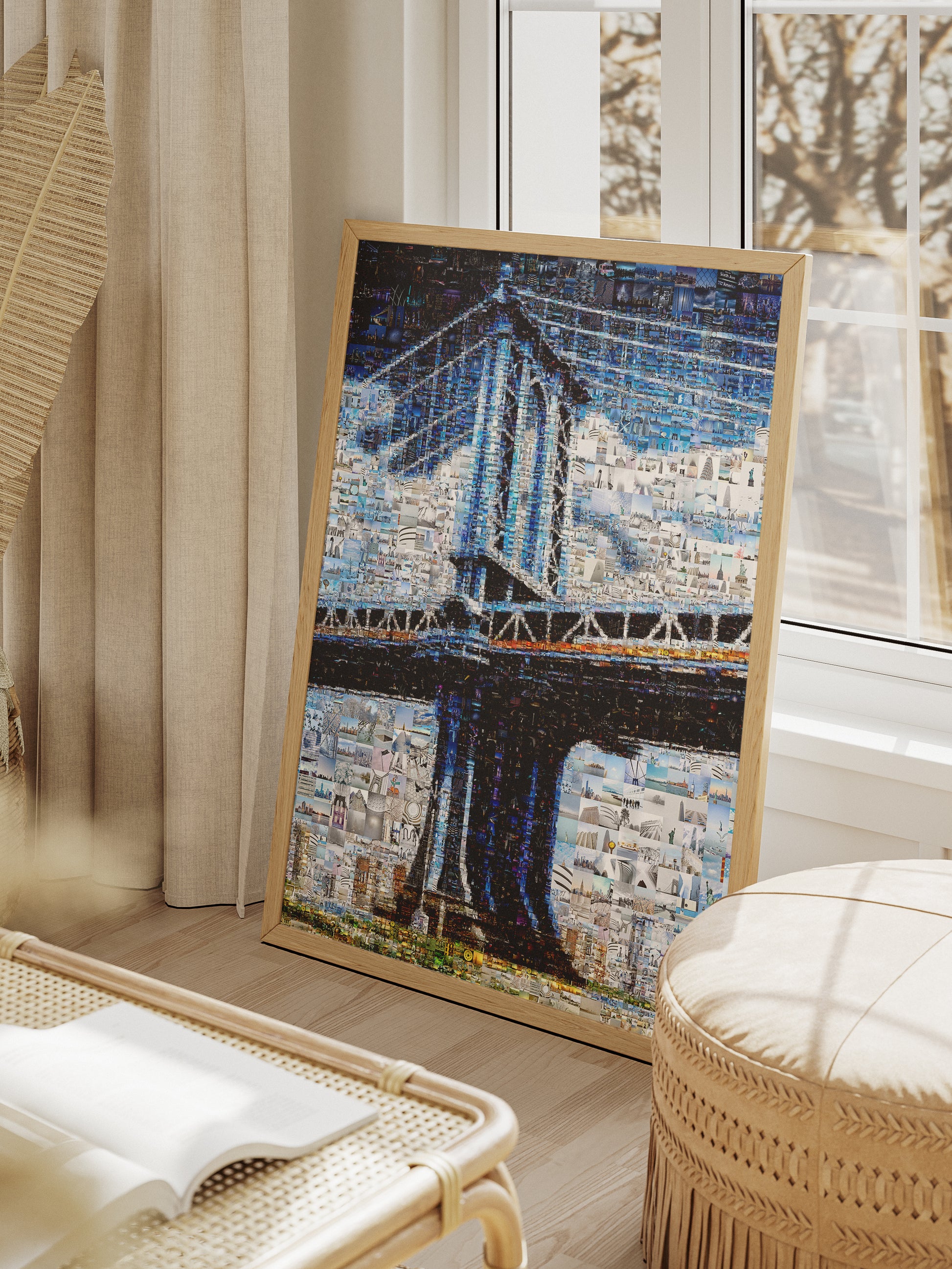 Stunning Blue Mosaic Artwork of Iconic Bridge - Unique Wall Art for Home or Office Decor AtelierMosaics