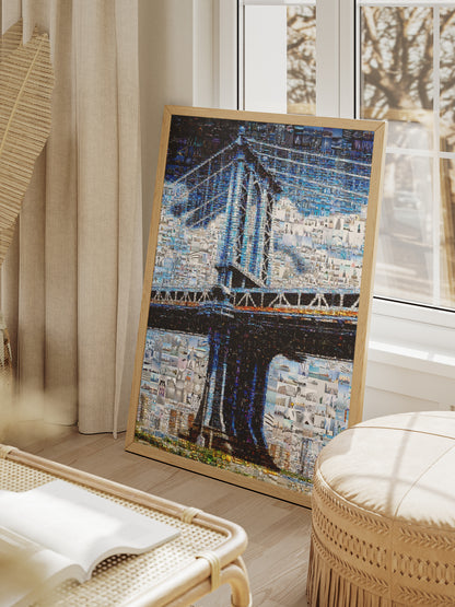 Stunning Blue Mosaic Artwork of Iconic Bridge - Unique Wall Art for Home or Office Decor AtelierMosaics