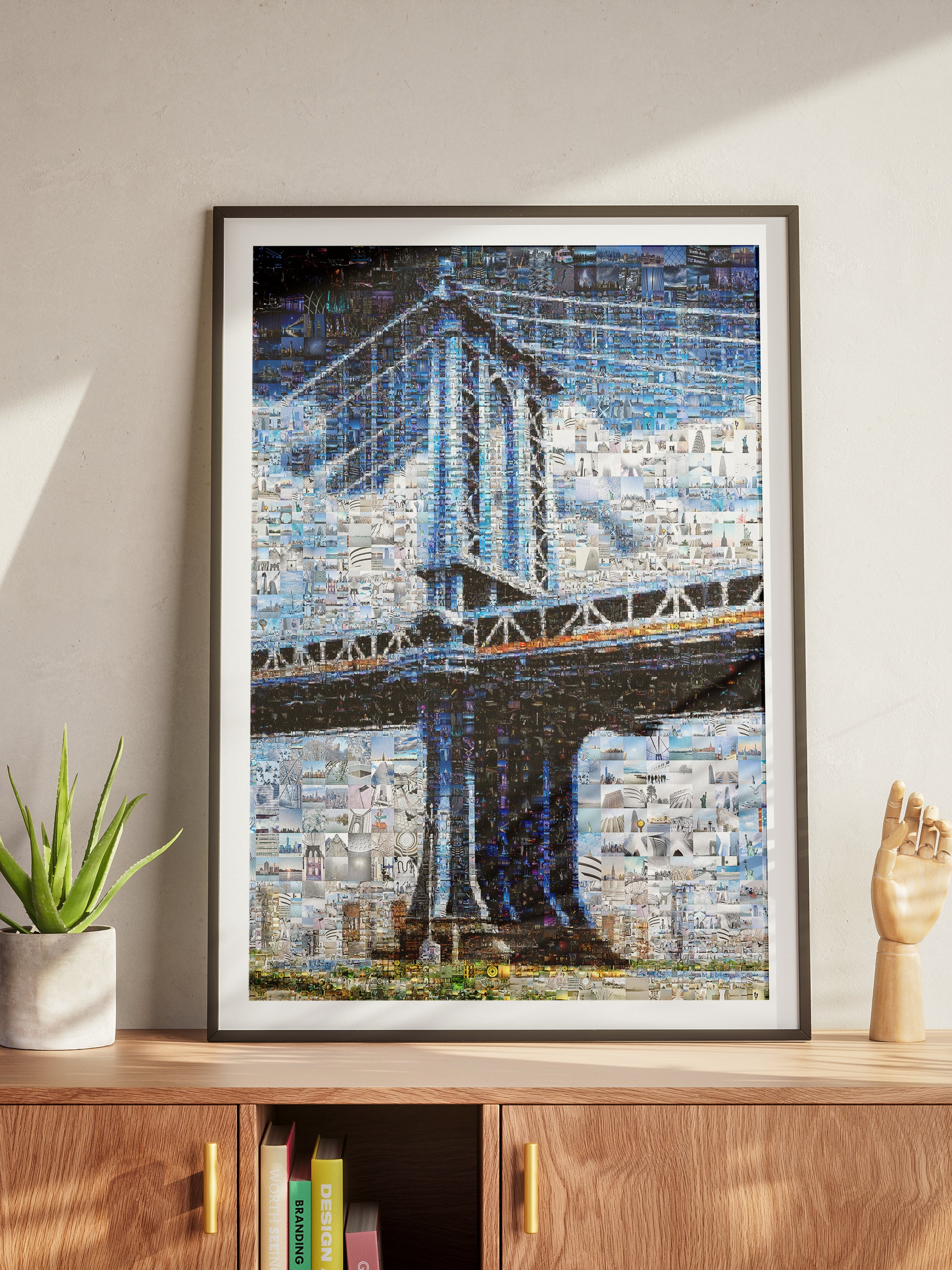 Stunning Blue Mosaic Artwork of Iconic Bridge - Unique Wall Art for Home or Office Decor AtelierMosaics