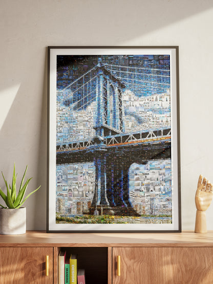Stunning Blue Mosaic Artwork of Iconic Bridge - Unique Wall Art for Home or Office Decor AtelierMosaics