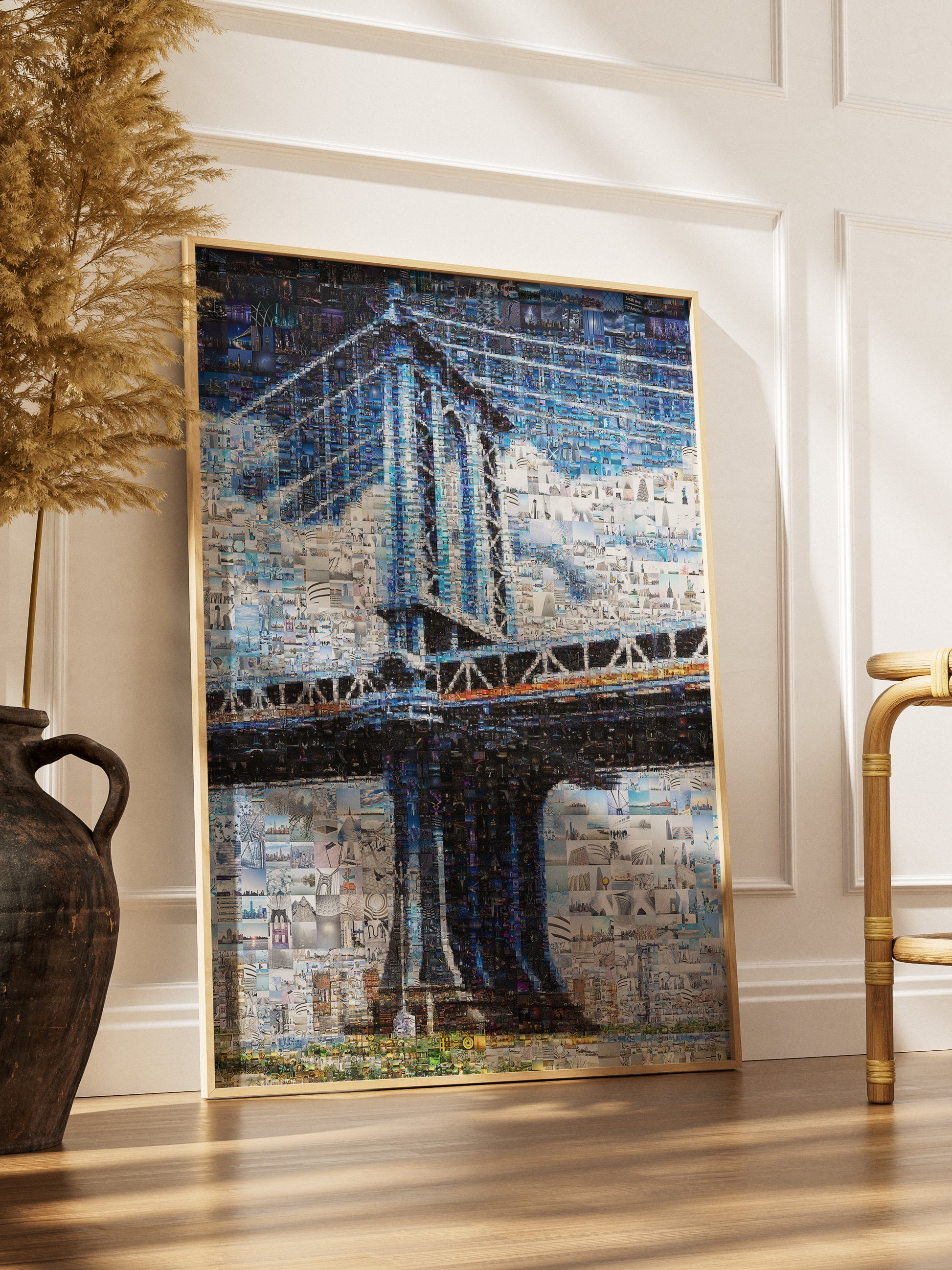 Stunning Blue Mosaic Artwork of Iconic Bridge - Unique Wall Art for Home or Office Decor AtelierMosaics