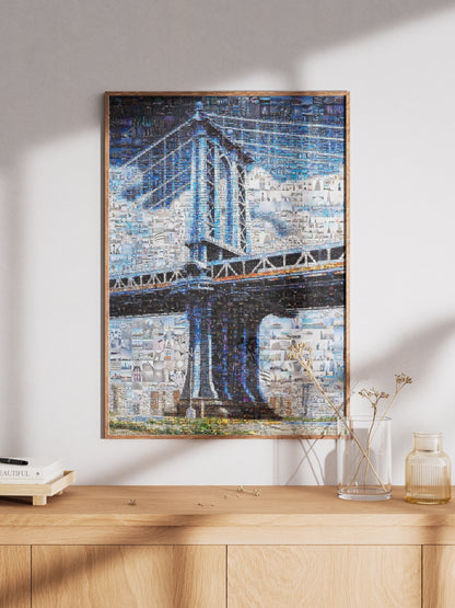 Stunning Blue Mosaic Artwork of Iconic Bridge - Unique Wall Art for Home or Office Decor AtelierMosaics