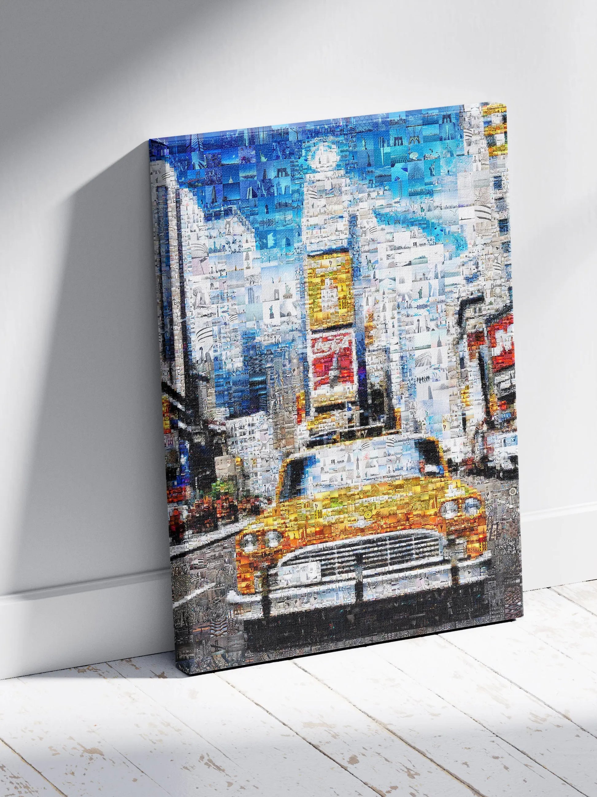 Stunning New York City Mosaic Art: Vibrant Yellow Taxi and Iconic Skylines AtelierMosaics